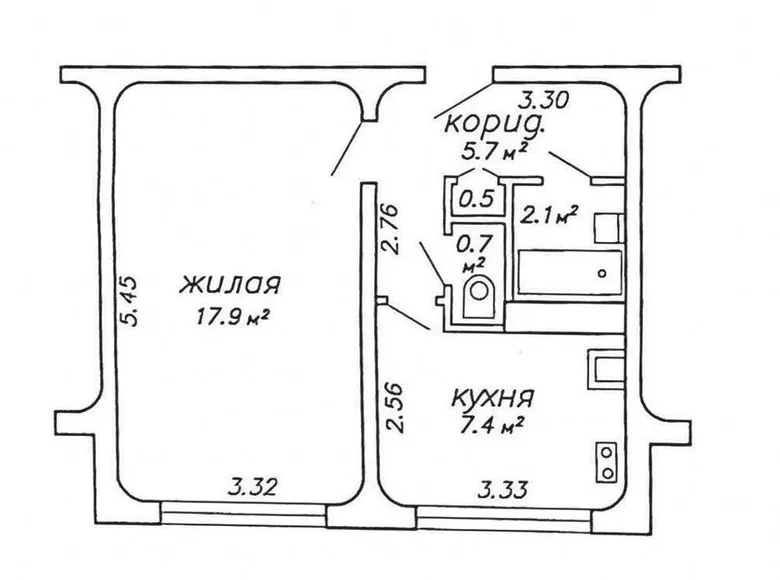 1 room apartment 34 m² Minsk, Belarus