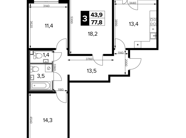 Квартира 3 комнаты 78 м² Химки, Россия