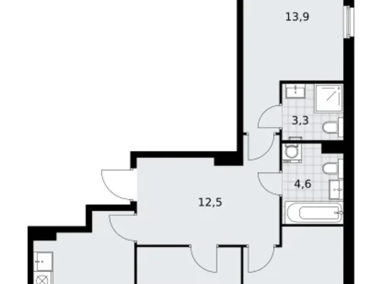 Квартира 3 комнаты 72 м² район Троицк, Россия
