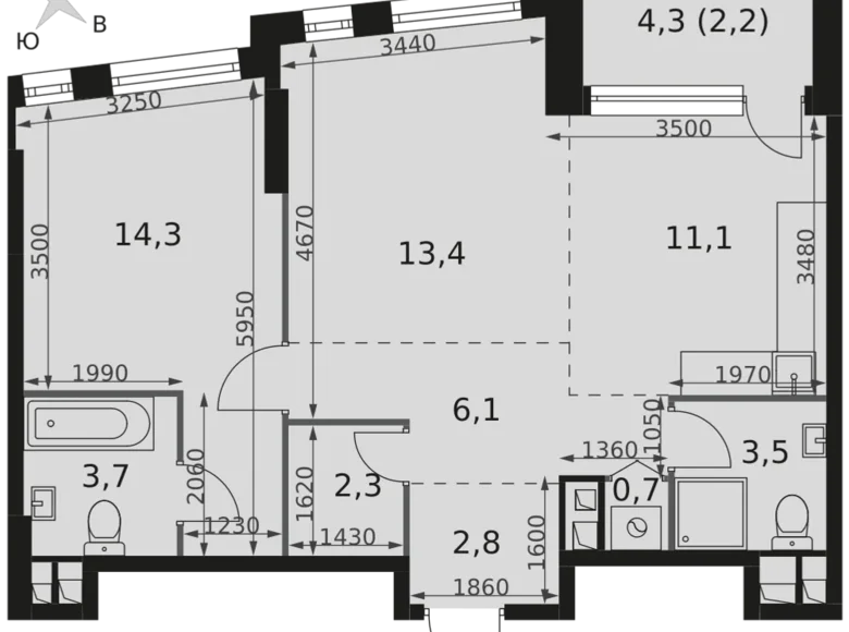 Appartement 2 chambres 60 m² Moscou, Fédération de Russie