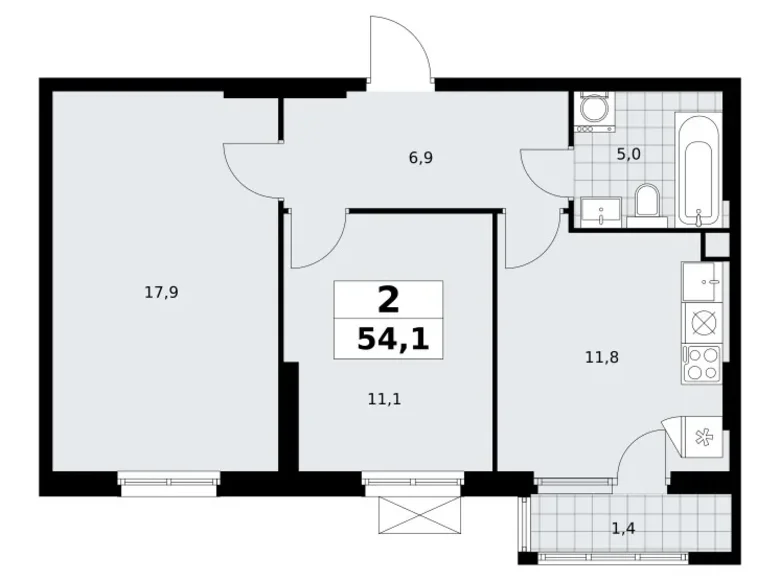 Mieszkanie 2 pokoi 54 m² South-Western Administrative Okrug, Rosja