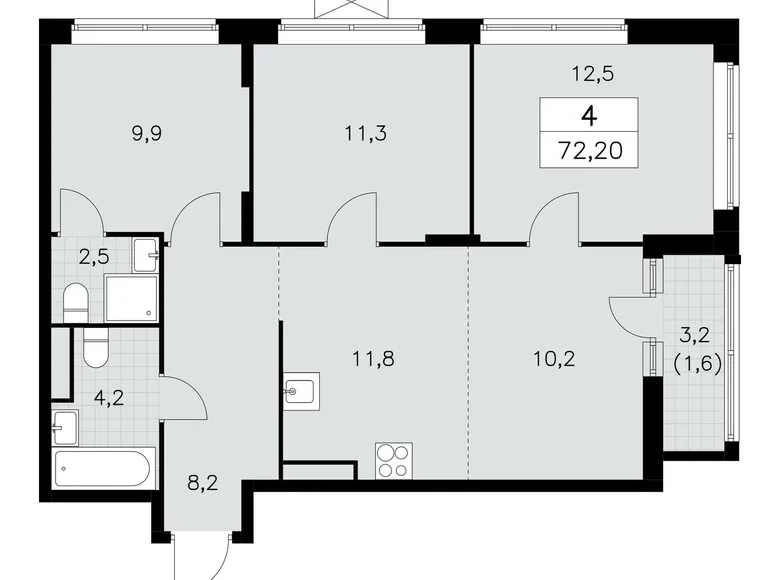 Wohnung 4 zimmer 72 m² poselenie Sosenskoe, Russland