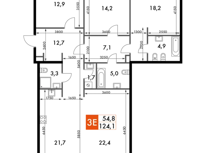 Apartamento 3 habitaciones 124 m² North-Western Administrative Okrug, Rusia