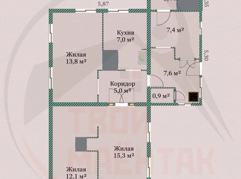 Apartment 73 m² Barysaw, Belarus