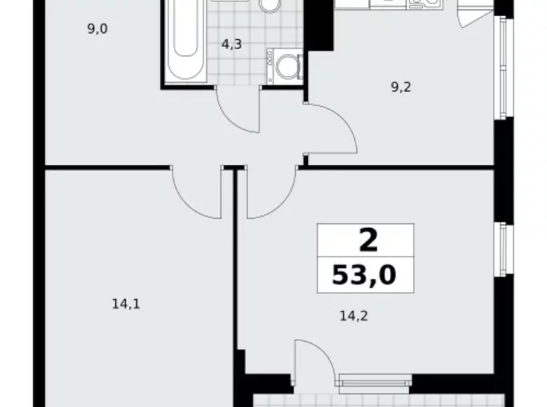 Apartamento 2 habitaciones 53 m² poselenie Sosenskoe, Rusia