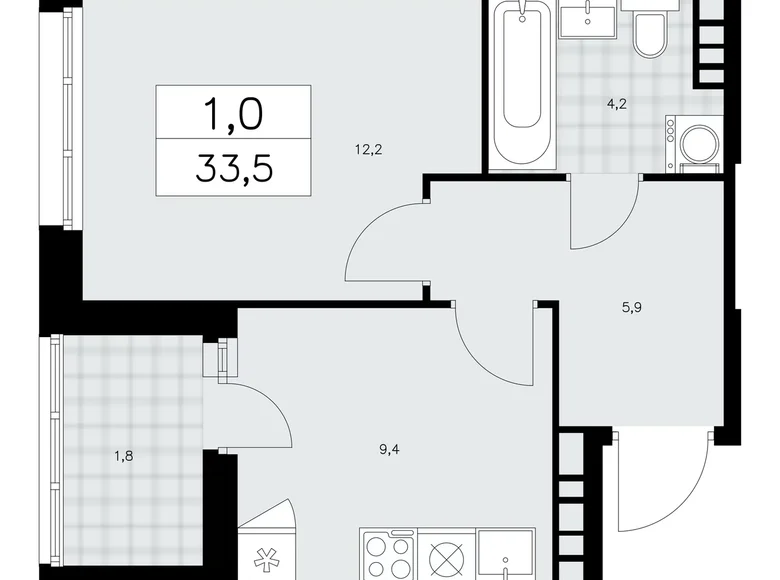 Mieszkanie 1 pokój 34 m² poselenie Sosenskoe, Rosja