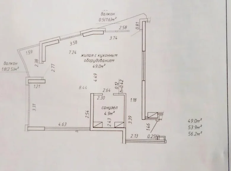 Квартира 3 комнаты 54 м² Минск, Беларусь