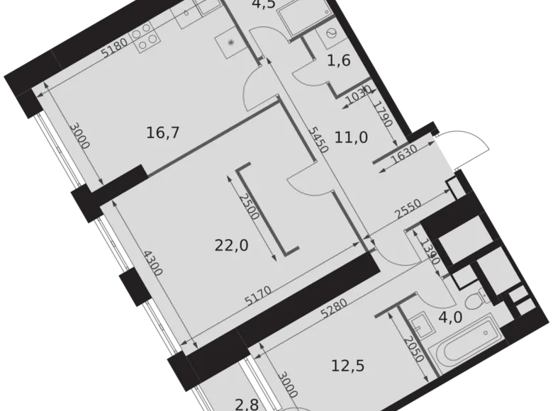 Apartamento 3 habitaciones 74 m² Konkovo District, Rusia