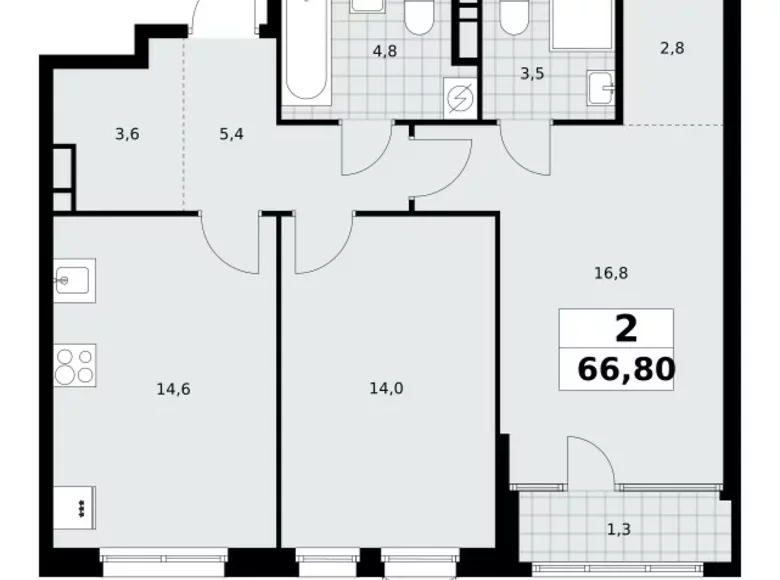 Wohnung 2 Zimmer 67 m² Nördlicher Verwaltungsbezirk, Russland