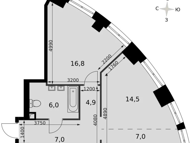 Квартира 1 комната 56 м² Северо-Западный административный округ, Россия