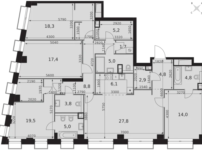 Квартира 5 комнат 145 м² Северо-Западный административный округ, Россия