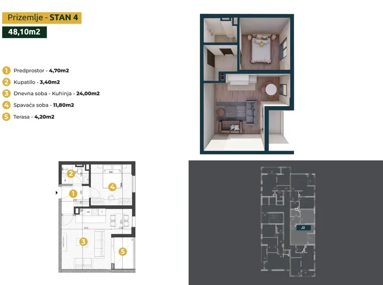 Wohnung 2 zimmer 48 m² Bar, Montenegro