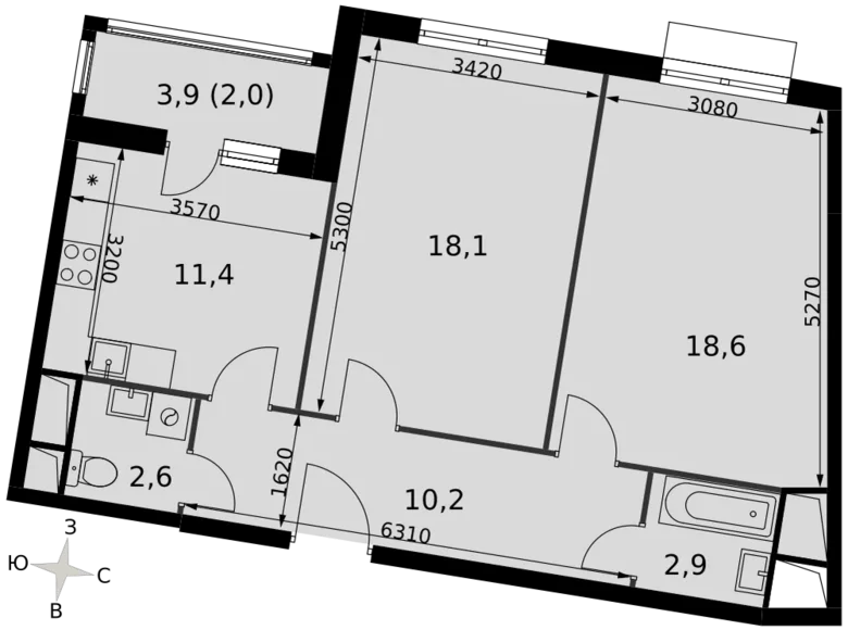 Wohnung 2 zimmer 66 m² Razvilka, Russland