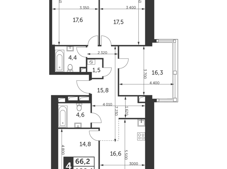 Квартира 4 комнаты 109 м² район Коньково, Россия