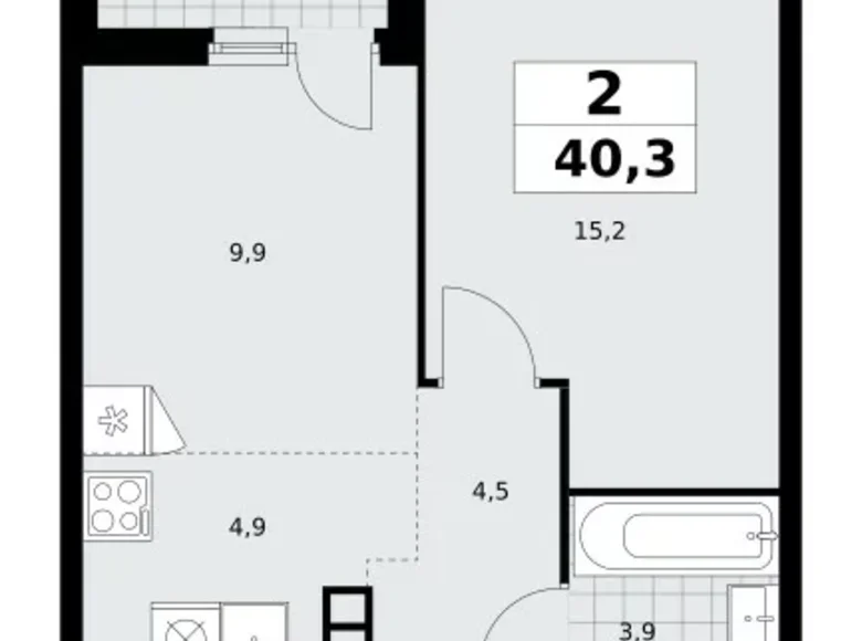 Wohnung 2 Zimmer 40 m² Moskau, Russland