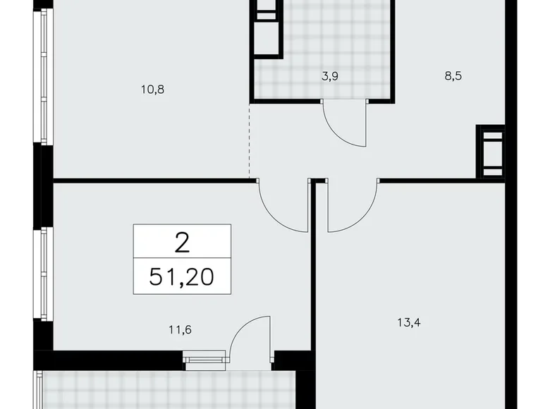 2 room apartment 51 m² Krasnoye Selo, Russia