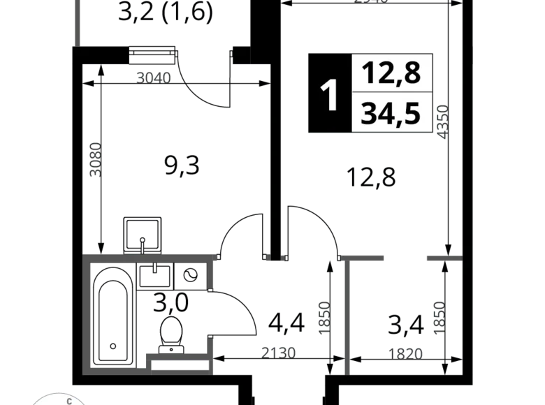 Appartement 1 chambre 35 m² Potapovo, Fédération de Russie