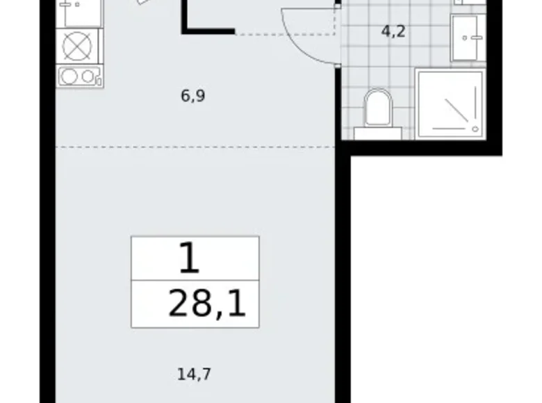 Mieszkanie 1 pokój 28 m² Troick, Rosja