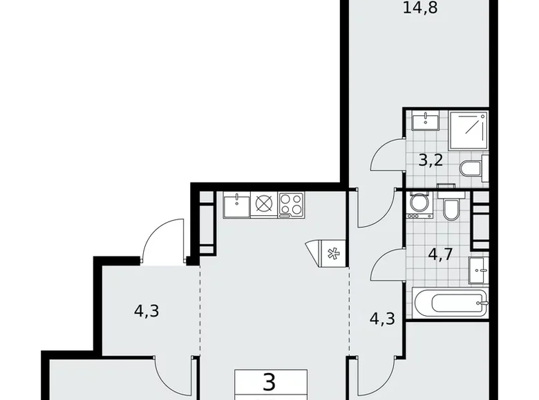 Mieszkanie 3 pokoi 80 m² Moskwa, Rosja