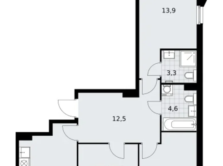 Mieszkanie 3 pokoi 72 m² Troick, Rosja