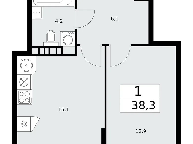 Квартира 1 комната 38 м² поселение Сосенское, Россия