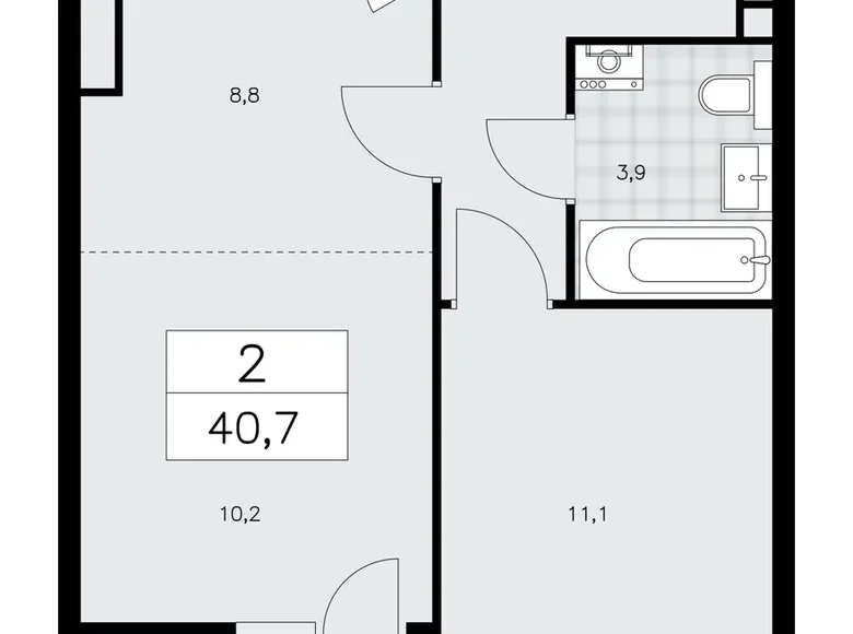 Mieszkanie 2 pokoi 41 m² Moskwa, Rosja