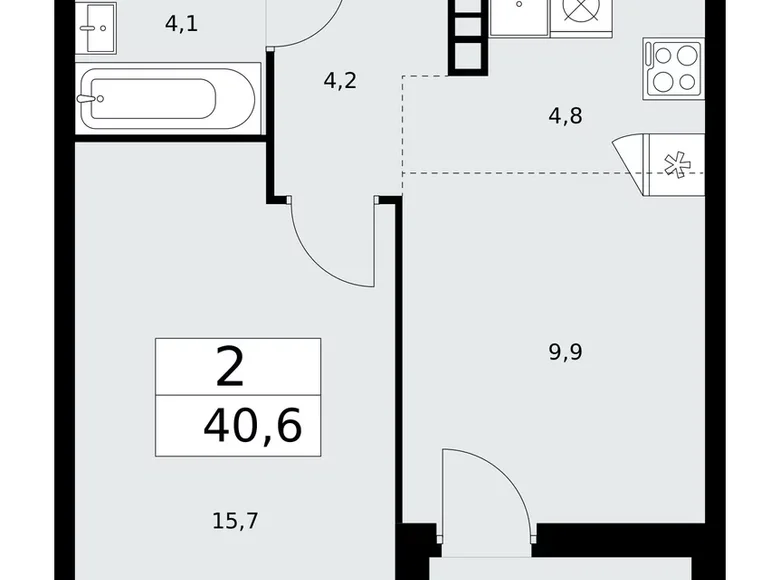 Wohnung 2 Zimmer 41 m² poselenie Sosenskoe, Russland