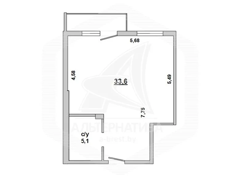 Квартира 1 комната 39 м² Брест, Беларусь