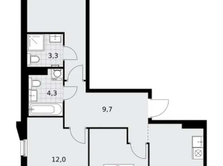 Квартира 3 комнаты 72 м² район Троицк, Россия