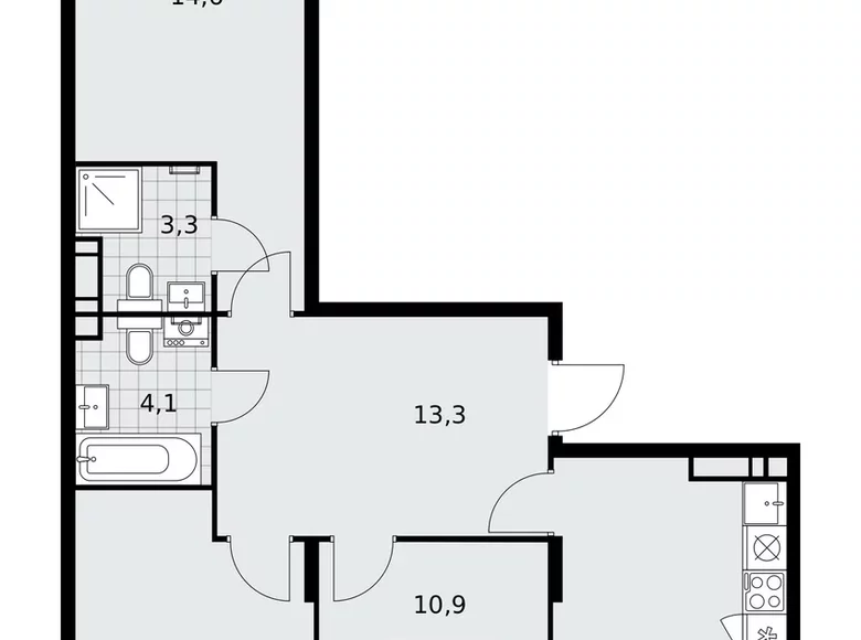 Appartement 3 chambres 74 m² poselenie Desenovskoe, Fédération de Russie