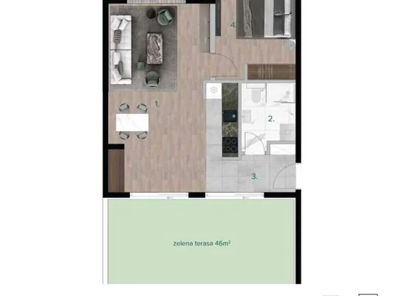 1 bedroom apartment 96 m² Bjelisi, Montenegro