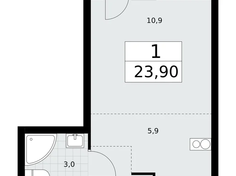 Appartement 1 chambre 24 m² Postnikovo, Fédération de Russie