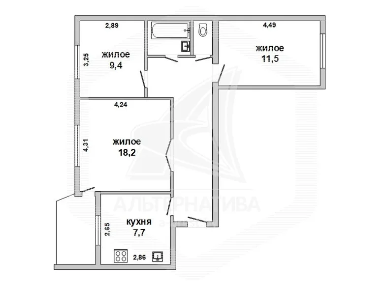 Apartamento 3 habitaciones 63 m² Brest, Belarús