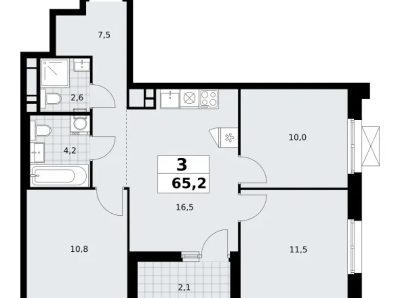 Mieszkanie 3 pokoi 65 m² poselenie Sosenskoe, Rosja