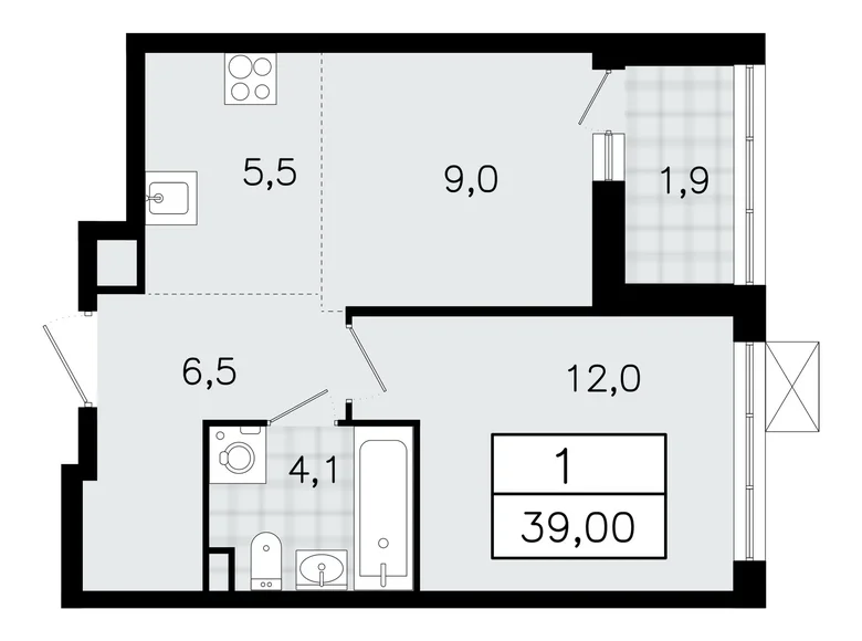 Appartement 2 chambres 39 m² Vsevolozhsk, Fédération de Russie