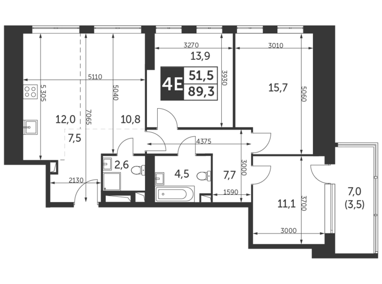 Wohnung 4 zimmer 89 m² Konkovo District, Russland