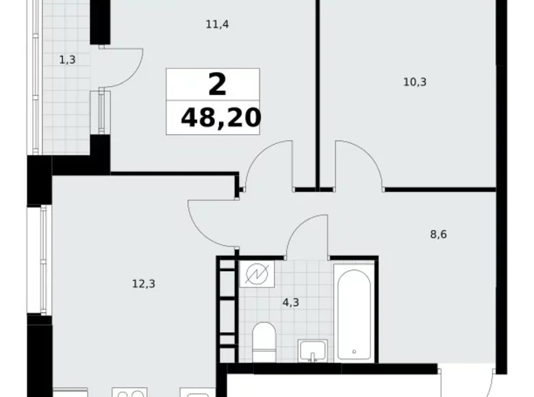 Mieszkanie 2 pokoi 48 m² Postnikovo, Rosja