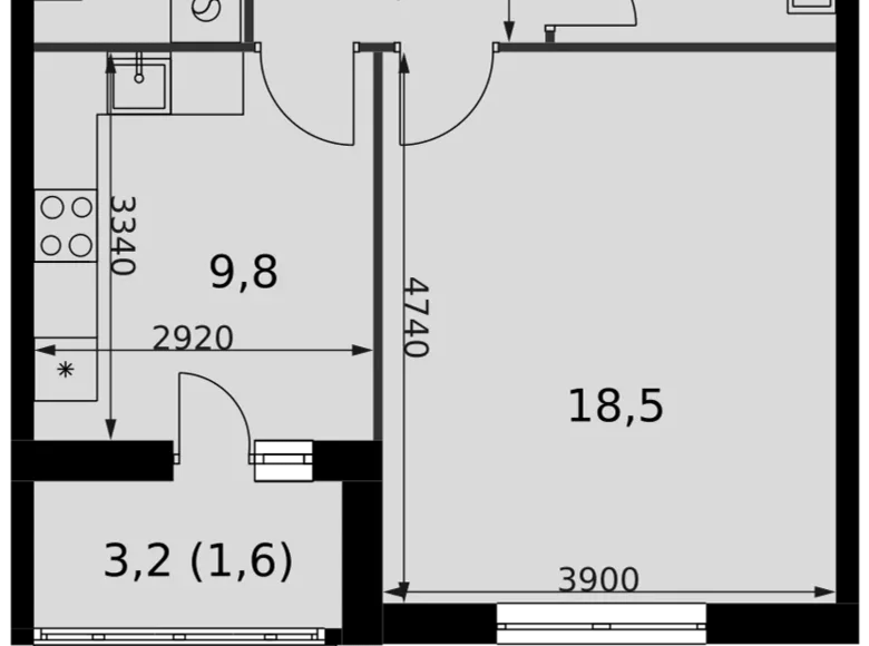 Квартира 1 комната 42 м² Развилка, Россия