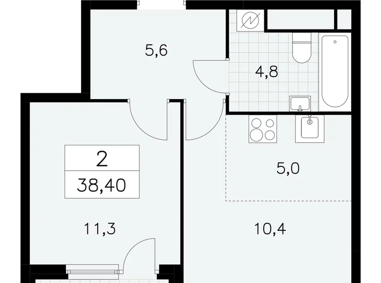 Wohnung 2 zimmer 38 m² Südwestlicher Verwaltungsbezirk, Russland