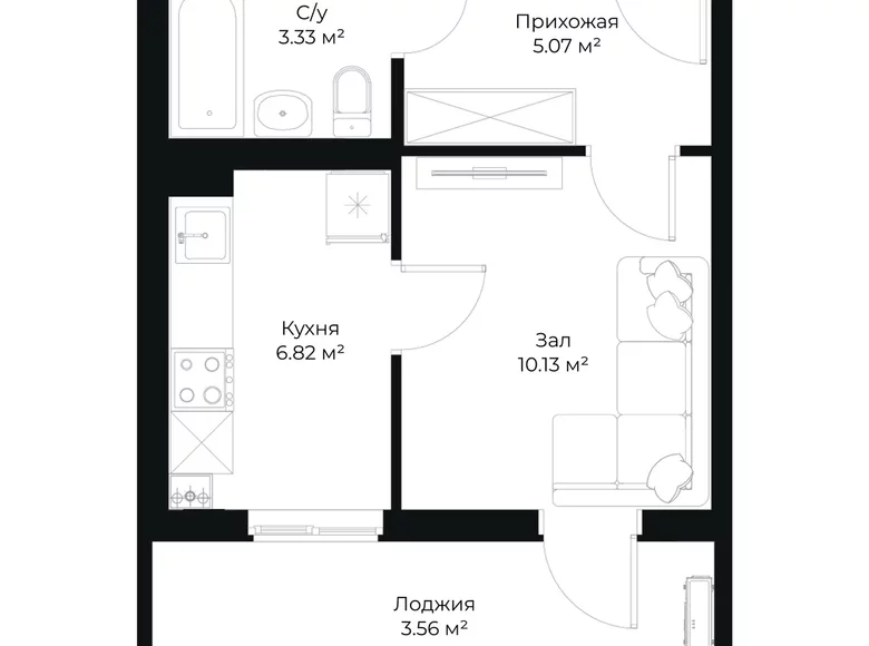 Квартира 1 комната 29 м² Ташкент, Узбекистан