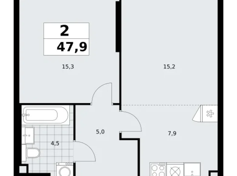 Mieszkanie 2 pokoi 48 m² poselenie Sosenskoe, Rosja