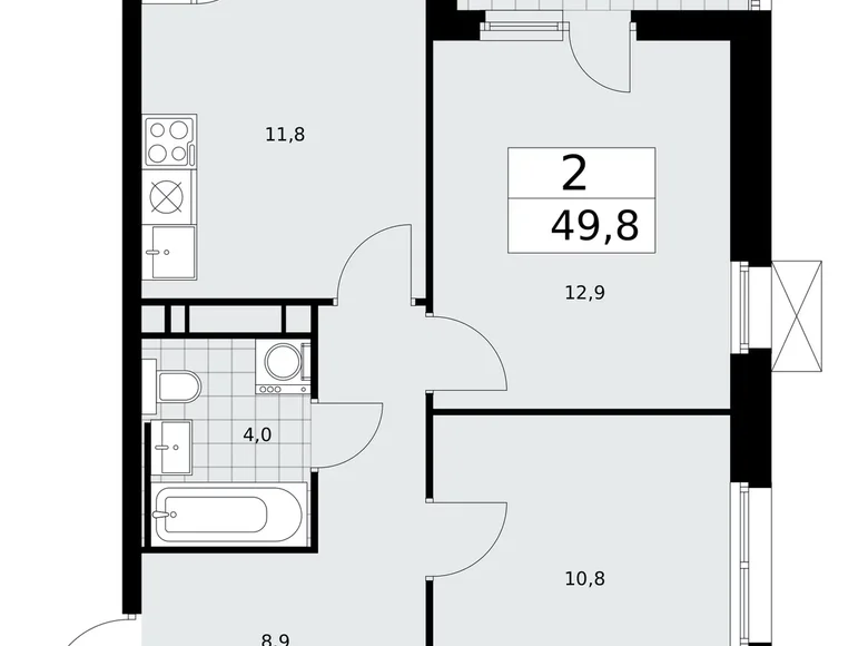 Mieszkanie 2 pokoi 50 m² Moskwa, Rosja