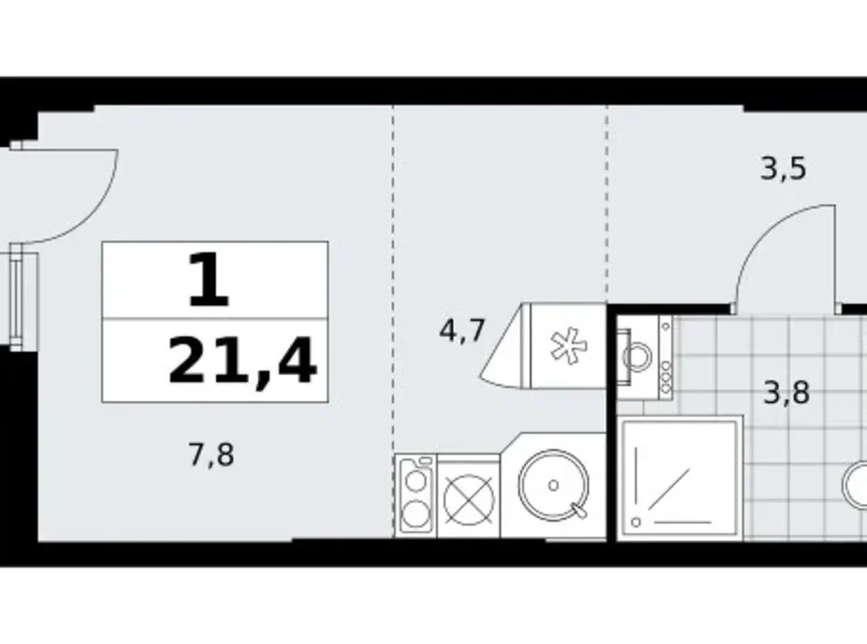 Appartement 1 chambre 21 m² poselenie Sosenskoe, Fédération de Russie