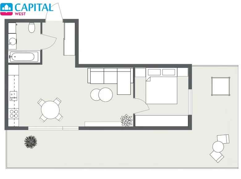 Apartamento 2 habitaciones 43 m² Klaipeda, Lituania