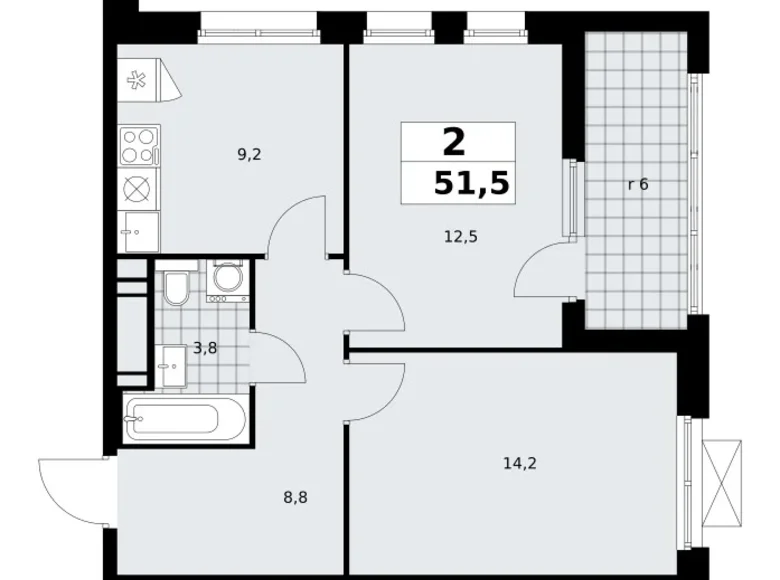 Wohnung 2 zimmer 52 m² poselenie Sosenskoe, Russland