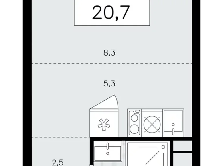 Квартира 1 комната 21 м² поселение Сосенское, Россия