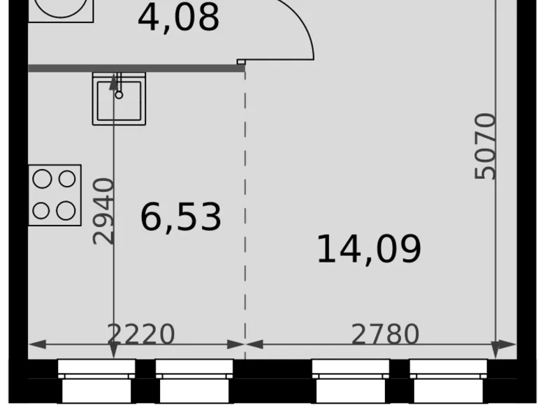 Студия 1 комната 25 м² Москва, Россия