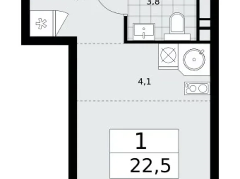 Wohnung 1 zimmer 23 m² poselenie Sosenskoe, Russland