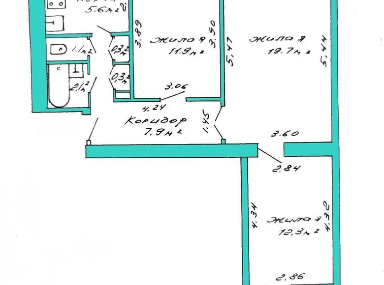 Квартира 3 комнаты 65 м² Минск, Беларусь