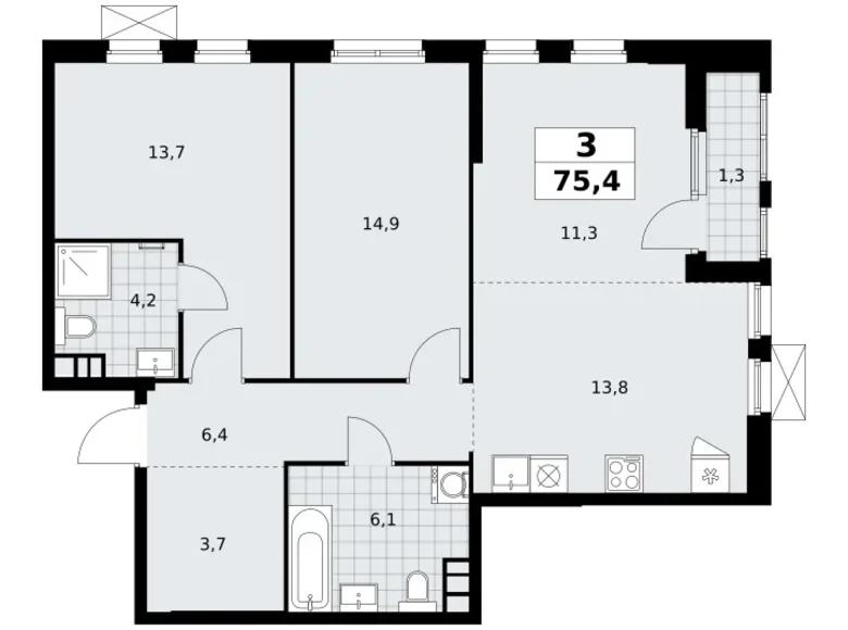 Appartement 3 chambres 75 m² South-Western Administrative Okrug, Fédération de Russie